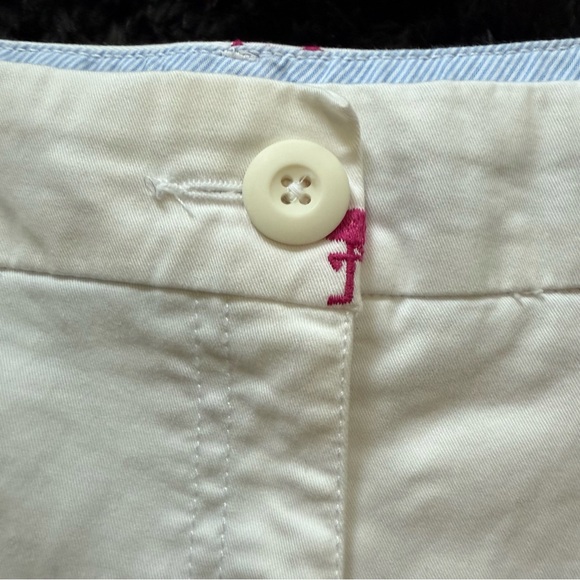 Crown & Ivy Caroline White Flamingo Embroidered Shorts - Picture 3 of 6